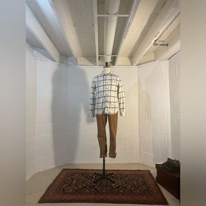 Medium Vans Tailored Fit White Navy Windowpane Flannel Shirt